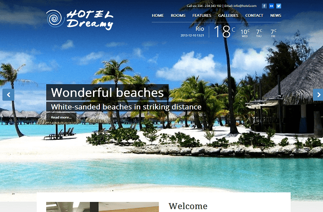 Hotel Dreamy Theme WordPress Responsive
