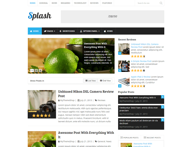 Splash - theme WordPress blog et review