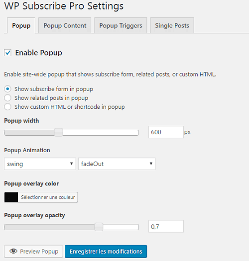 WP Subscribe Pro Settings