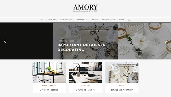 Amory - Storytelling blog Theme WordPress