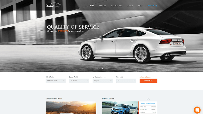 AutoTrader - Thème WordPress Concessionnaire automobile, vente de voitures en ligne