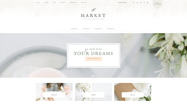 Market Pro par Studiopress. Theme WordPress Business Féminin