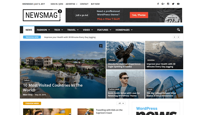 Newsmag - Thème WordPress Magazine